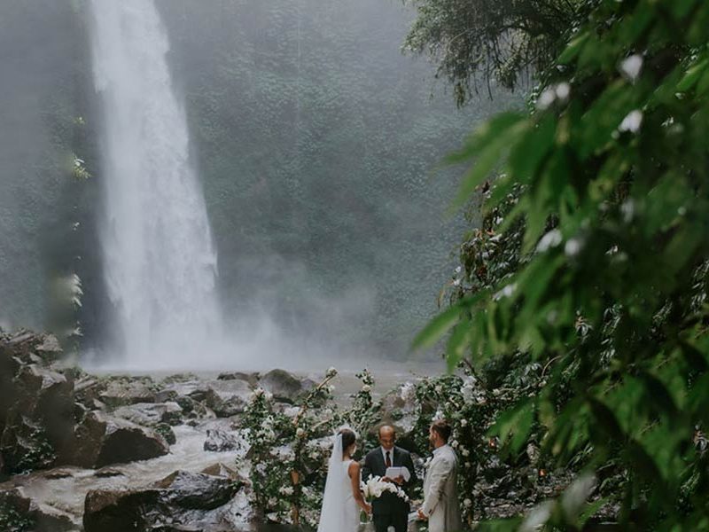 bali waterfall wedding ceremony